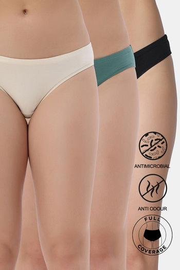 Buy Zivame Low Rise Full Coverage Bikini Panty (Pack of 3) - Multicolor